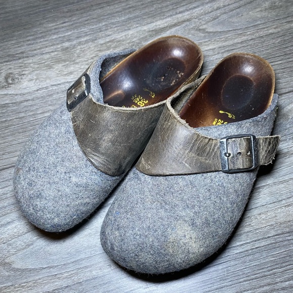 Birkenstock Shoes - VGUC BIRKENSTOCK Basel 38 Wool Clogs w/ Leather Strap and Buckle